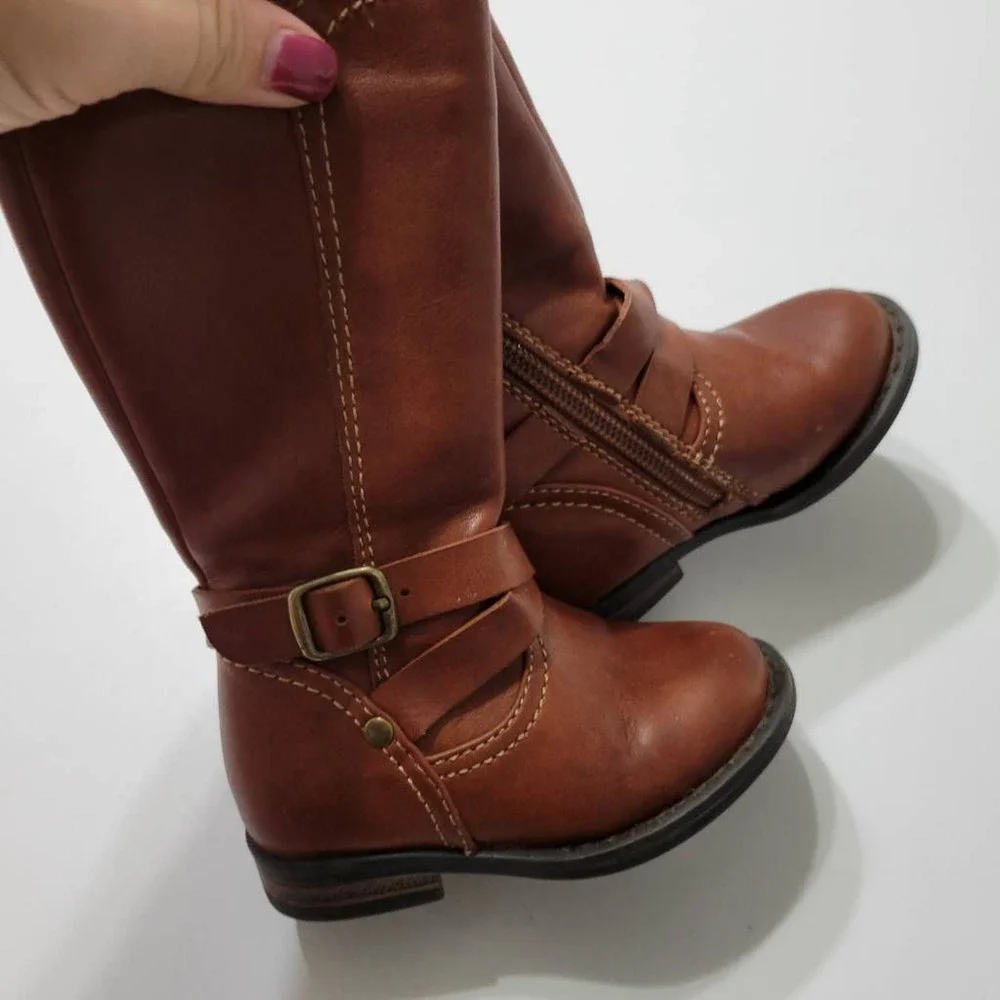 Cupcake Couture Baby Girls Lil Ridder Riding Boots‎ Brown Zip Buckle Round Toe 5